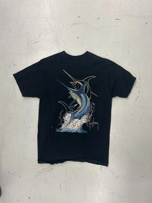 Guy Harvey Black T-Shirt with Marlin Graphic