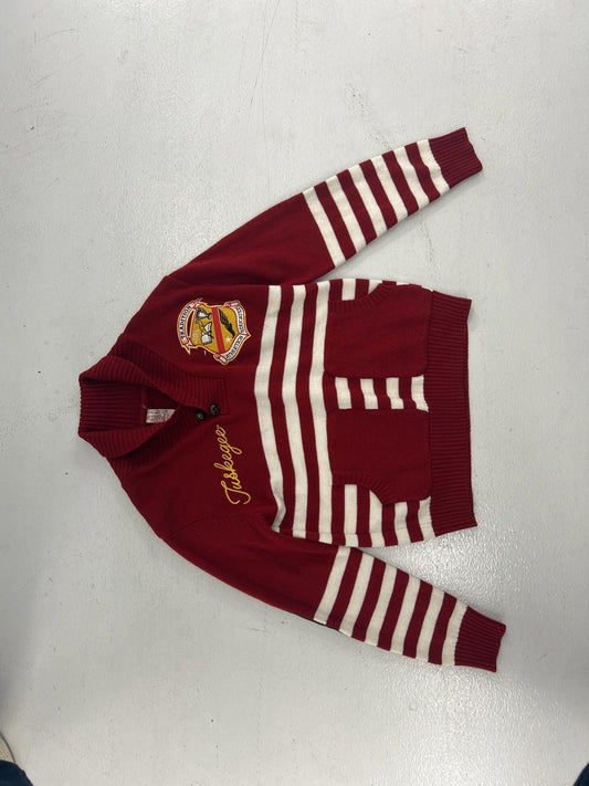 Vintage Tuskegee Red Striped Cardigan Sweater