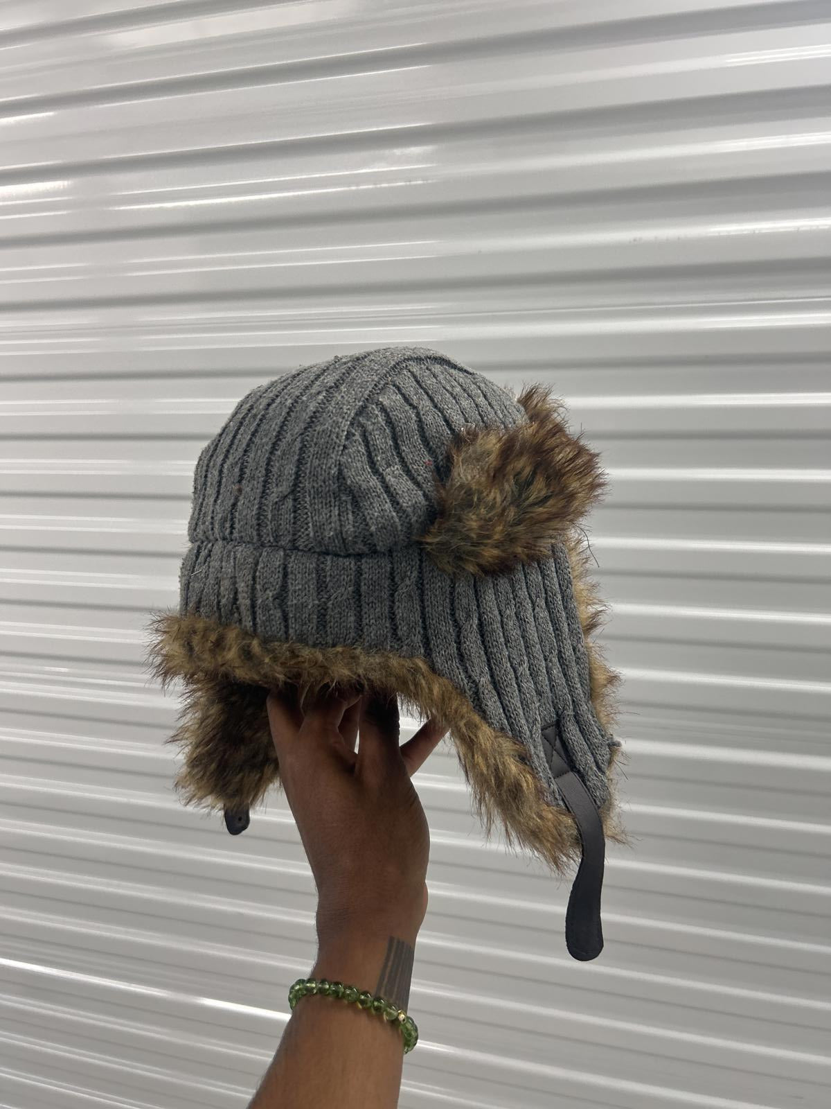 Cozy Knit Trapper Hat with Faux Fur Lining