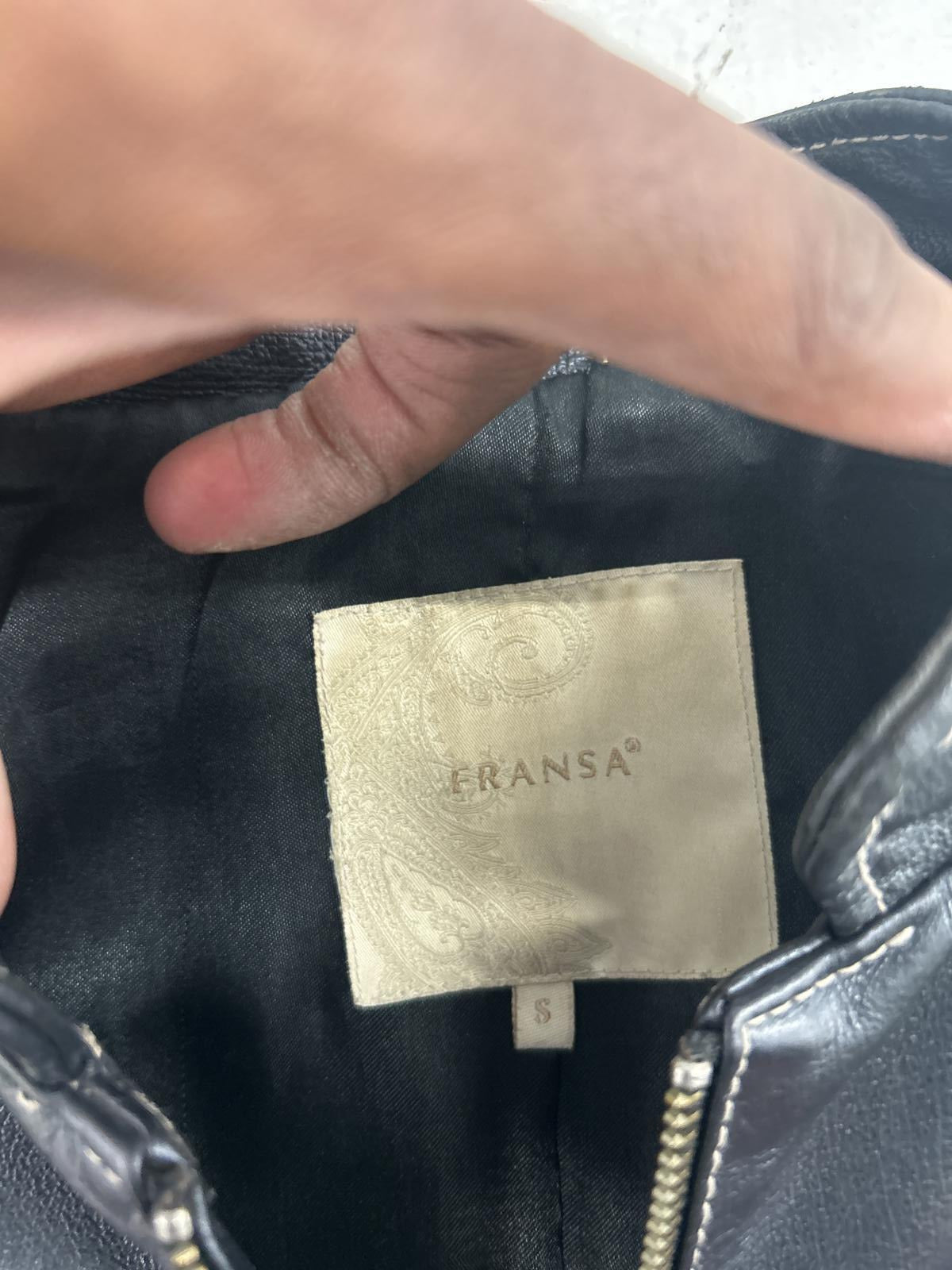 Fransa Contrast Stitch Black Leather Jacket by Fransa