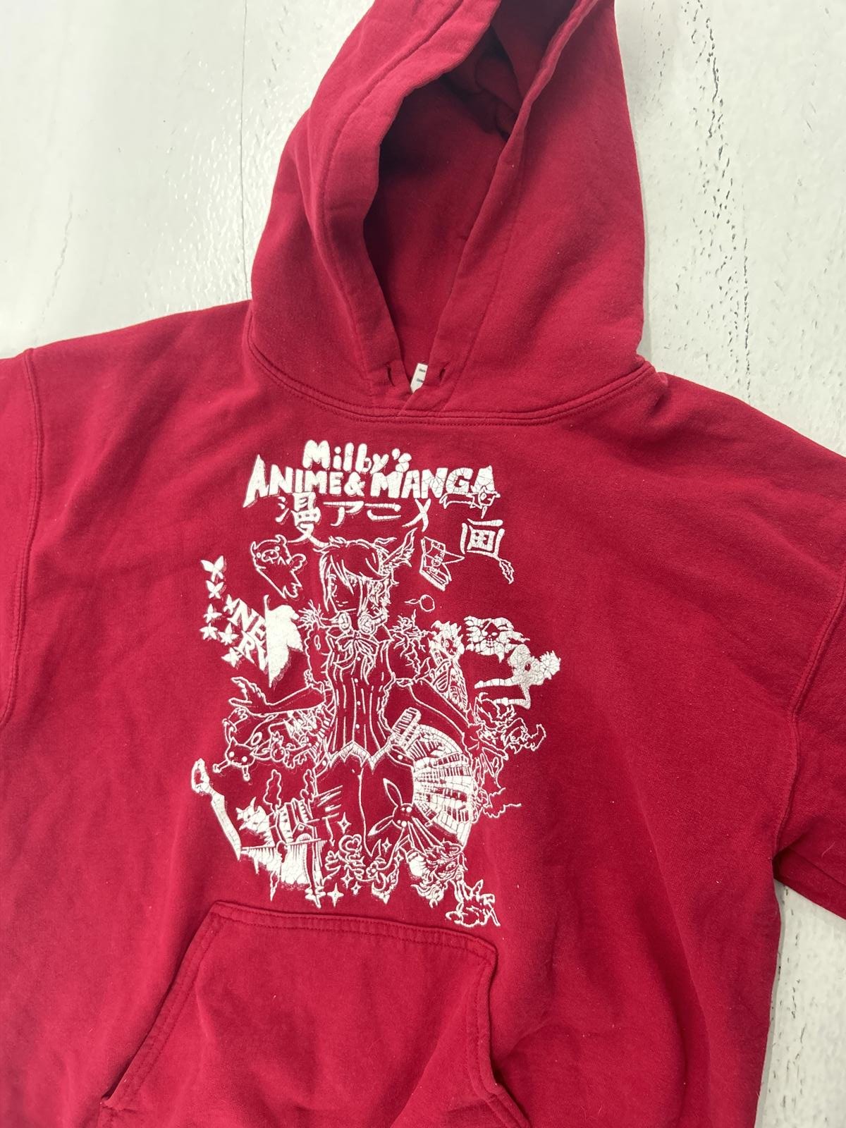 Manga Inspired Graphic Hoodie - Maroon with Unique Design