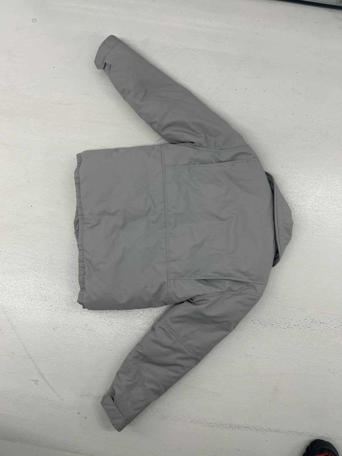 Puffy Gray Insulated Cargo Jacket with Pockets