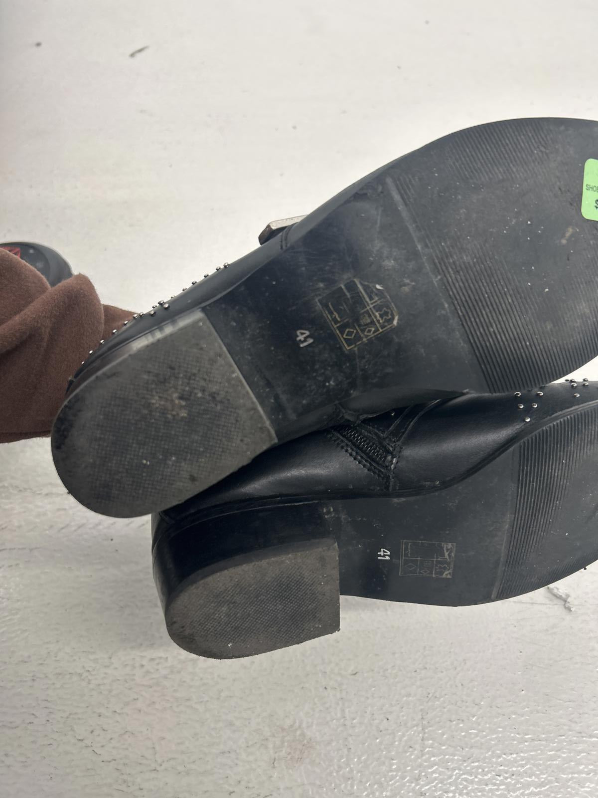 Stylish Black Studded Ankle Boots with Buckles