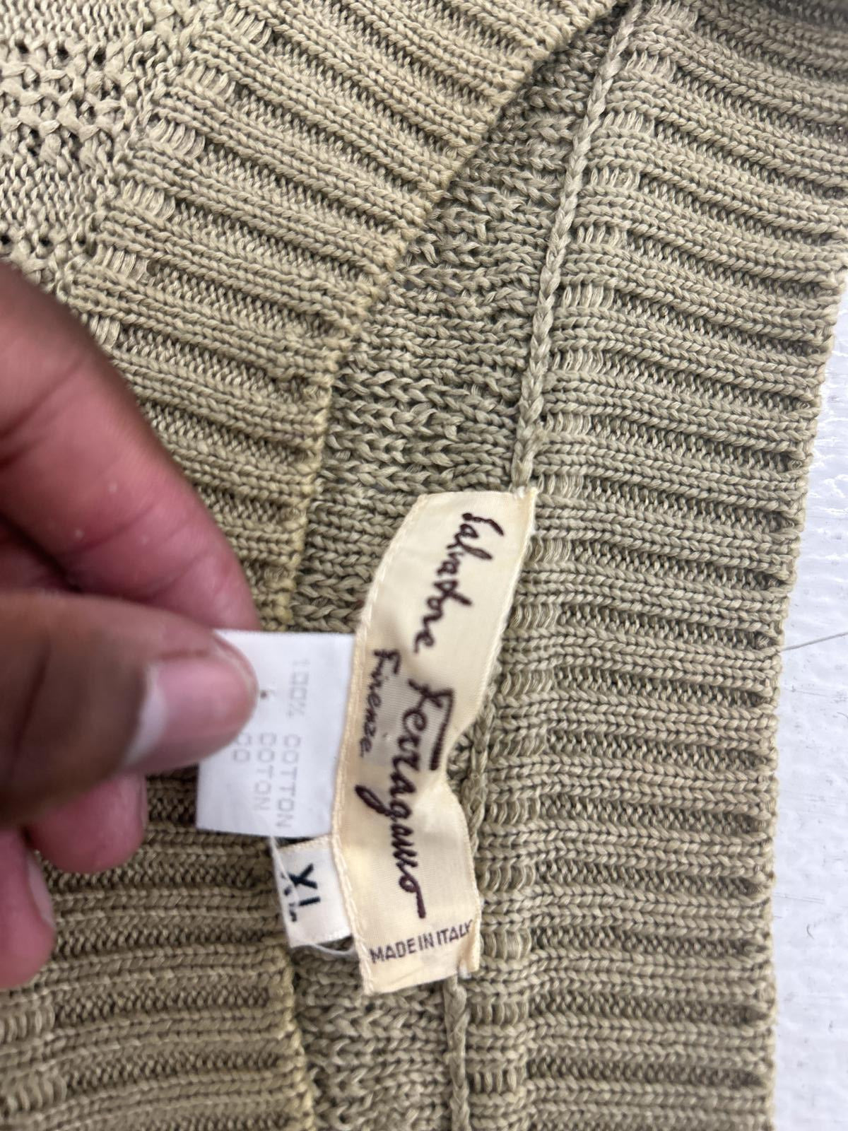 Vintage Ferragamo Khaki Green Knitted Sweater