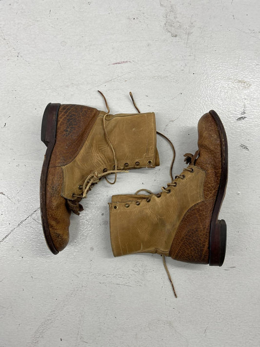 Vintage Leather Lace-Up Hiking Boots