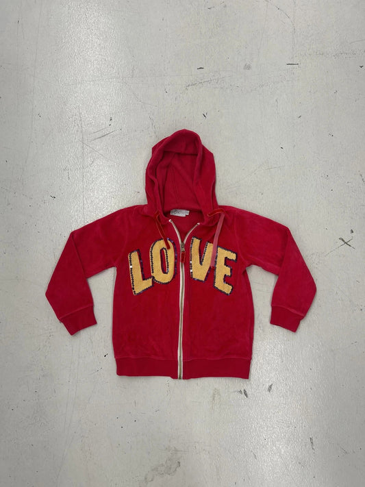 Mini Cute Red Hoodie With 'Love' Graphic