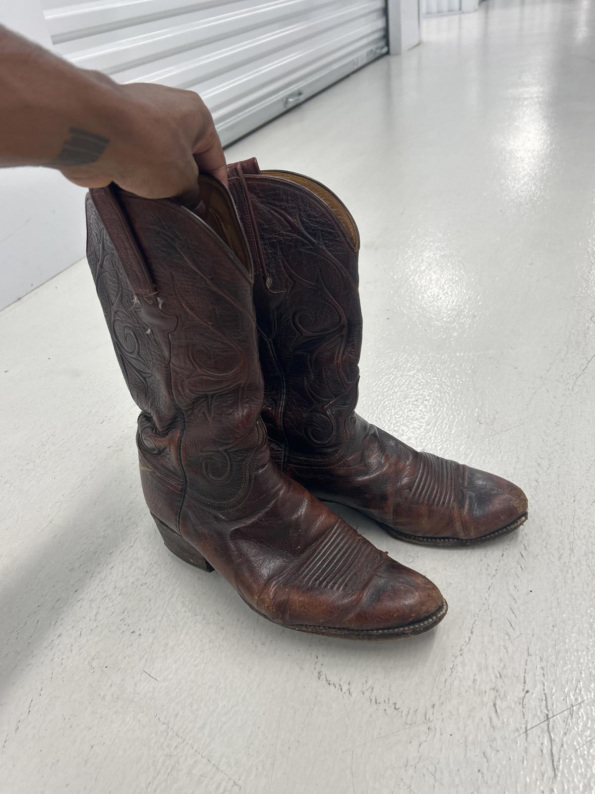 Vintage Soft Leather Cowboy Boots - Brown Western Style