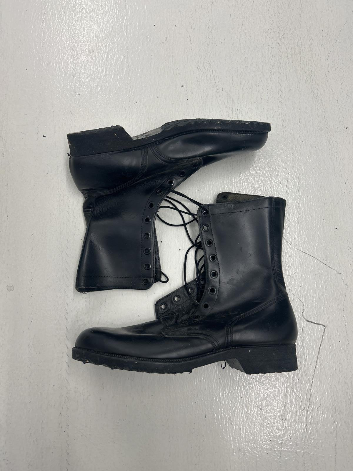 Classic Black Leather Combat Boots - Durable and Stylish