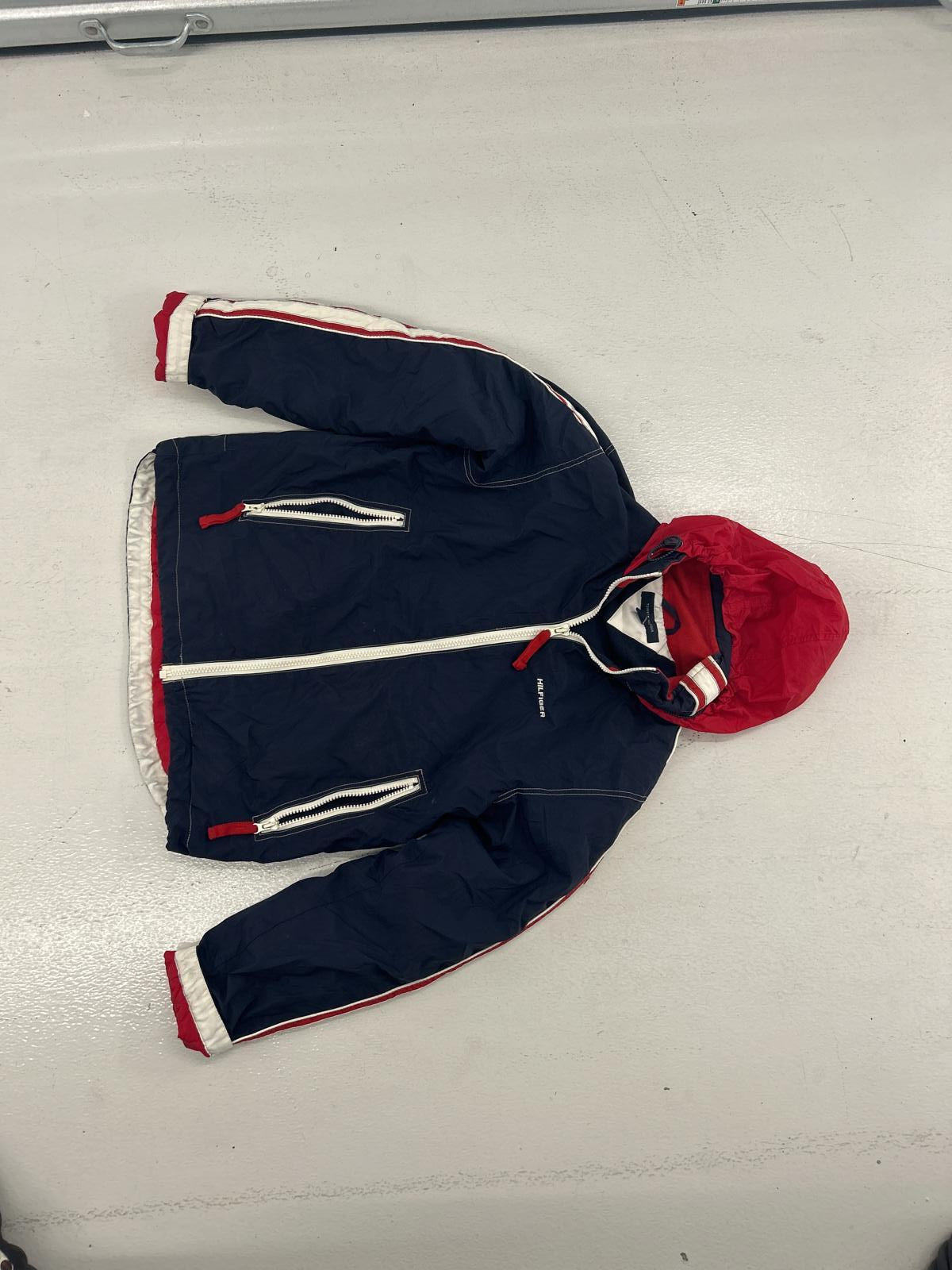 Tommy Hilfiger Men's Navy and Red Hooded Windbreaker