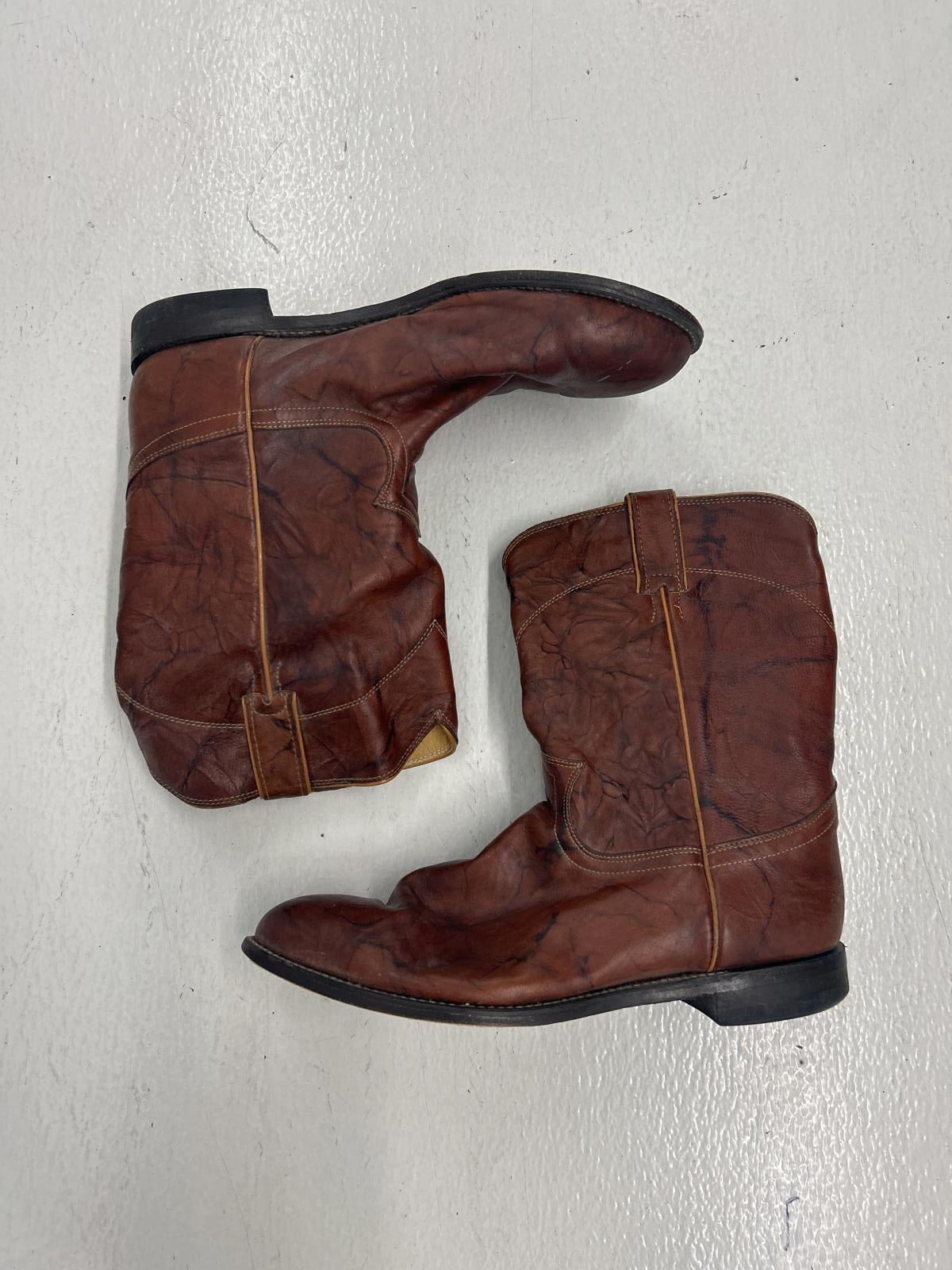 Vintage Leather Western Cowboy Boots - Brown