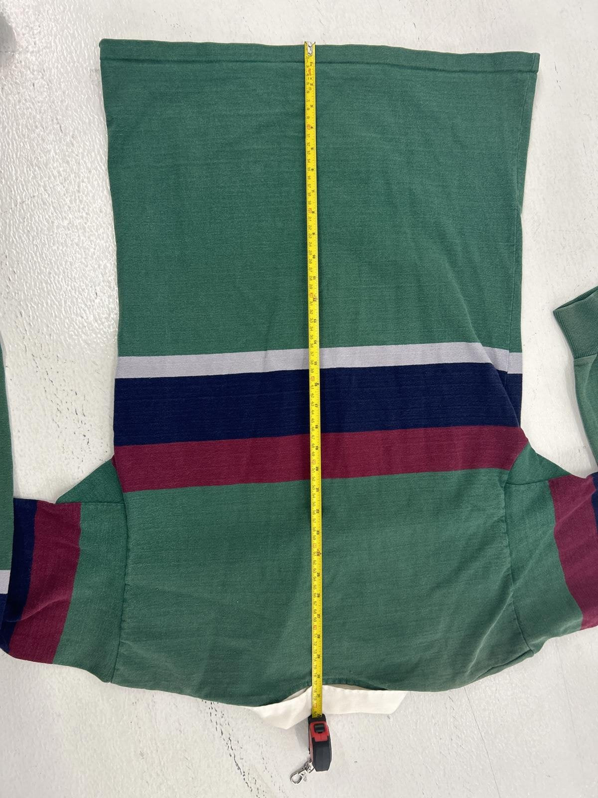 Vintage Green Rugby Shirt with Striped Detailing