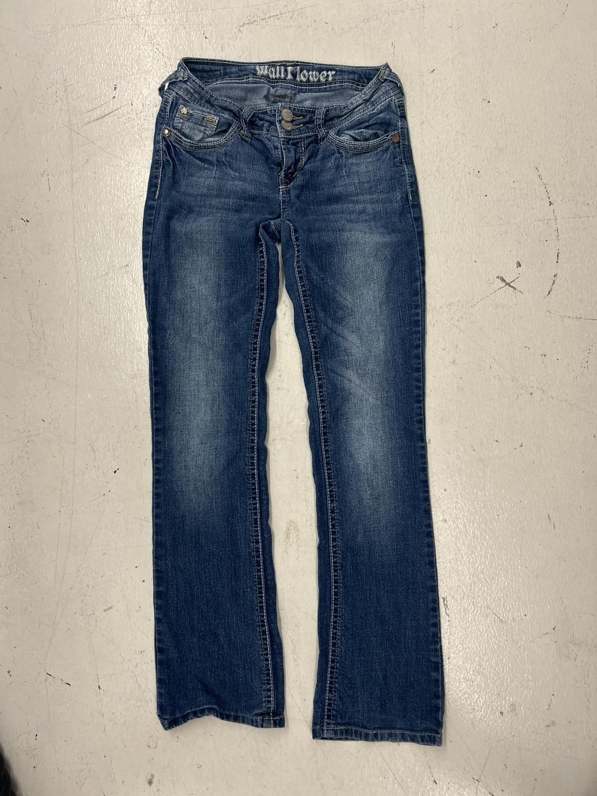 Y2K Blue Denim Jeans with Decorative Back Pockets