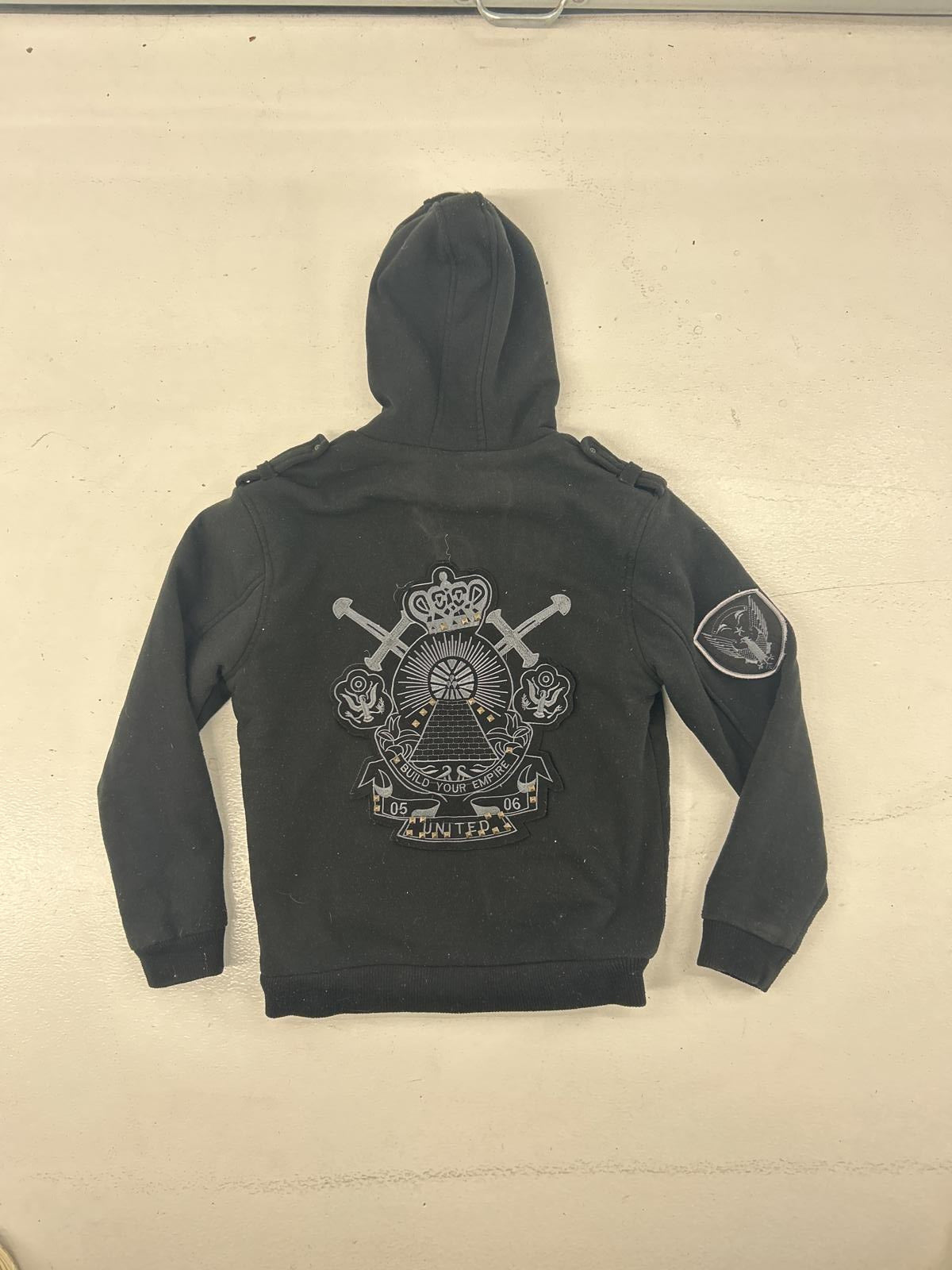 Holstark Men's Black Hoodie with Patch Embroidery