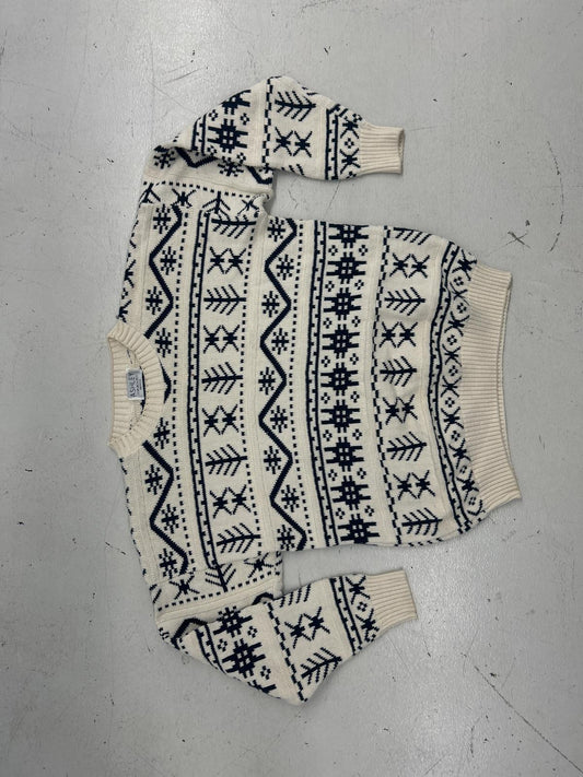 Ashley Knit Sweater - Cream & Navy Patterned