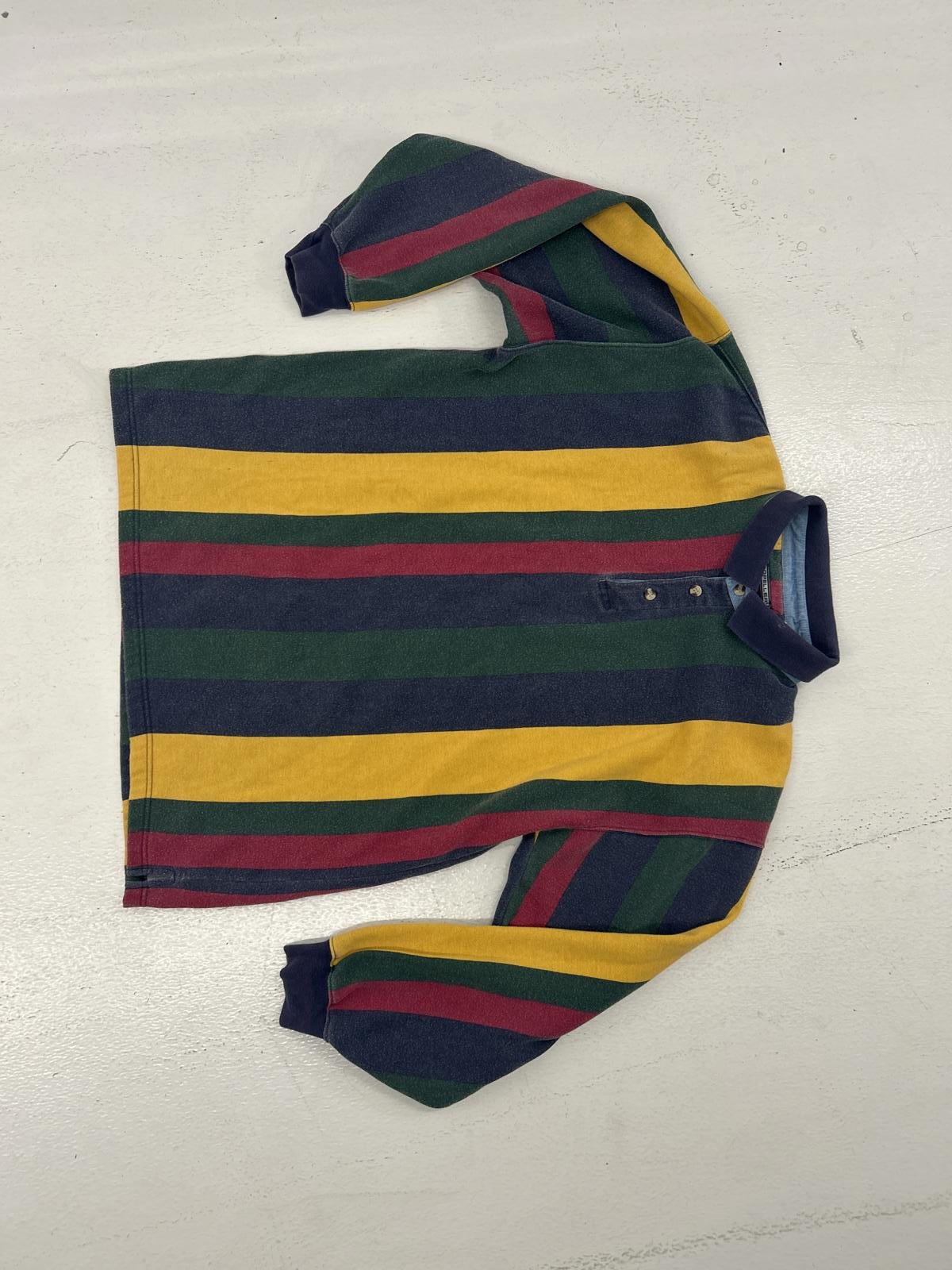 Vintage Striped Long Sleeve Polo Shirt